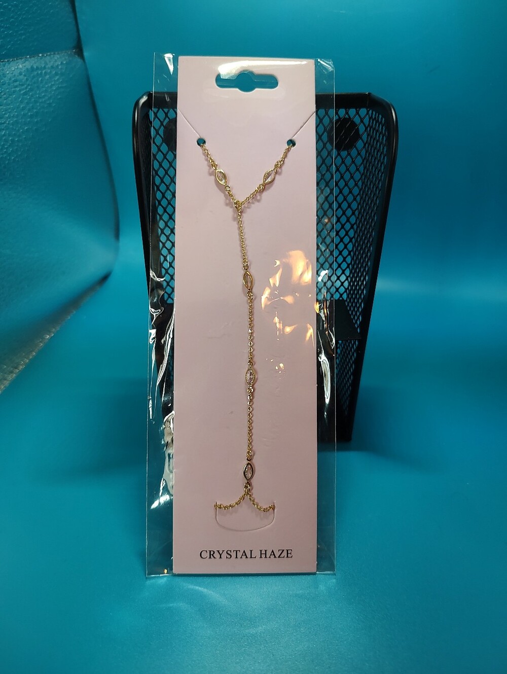 Crystal Haze Crystal Chain The Resort Hand Harness Gold Tone 17” + 5” Extension